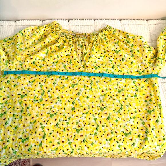Loft Womens Med Yellow 3/4 Sleeve Top Blouse Casual Fairy Dainty Office Colorful - Picture 8 of 9